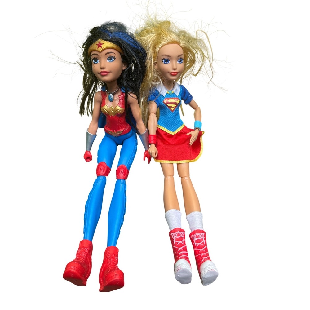 DC Super Hero Girls Wonder Woman and Supergirl 12 Inch Action Doll Lot Mattel